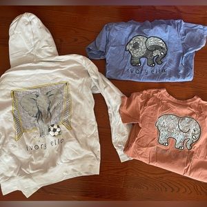 Ivory Ella lot of 4 soccer sweatshirt, 2 shirt sleeve shirts, 1 long sleeve